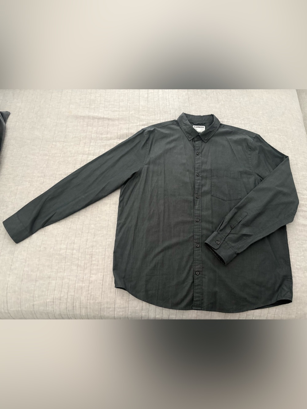Express Men's Black Button-Down Long Sleeve Shirt